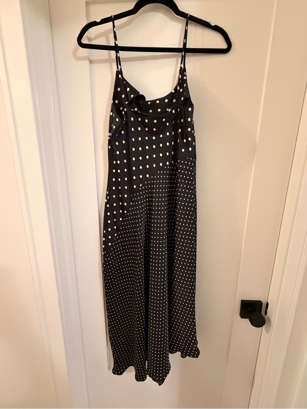 Black Polka Dot Slip Dress with White Dots - Women's